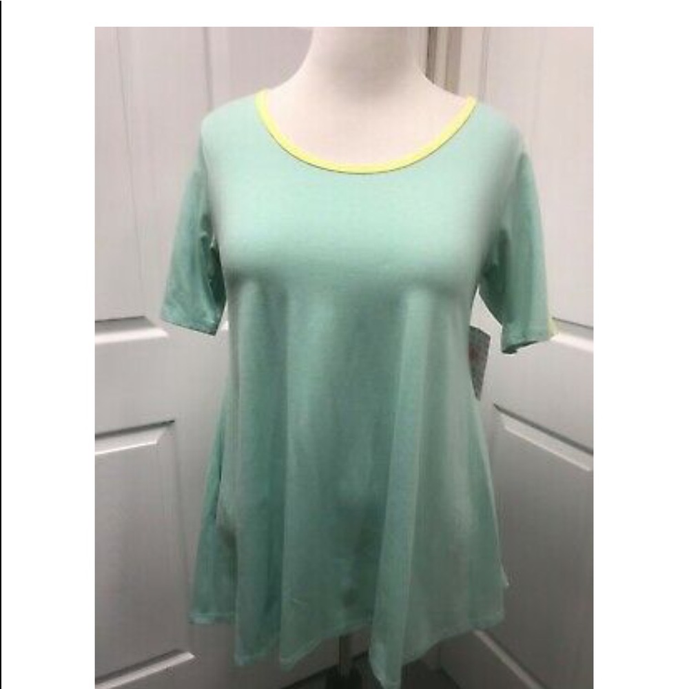 LuLaRoe New Green & Yellow Perfect T Shirt Small NWT